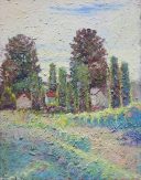 Spring in New Jersey, original 11x14 expressionist landscape painting by Eugene Eugeniusz Maziarz, oil on canvas