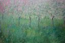 Blooming Gardens, original 24x36 expressionist landscape painting by Eugene Eugeniusz Maziarz, oil on canvas