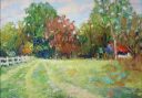 Hillsborough Farm, original 11x14 expressionist landscape painting by Eugene Eugeniusz Maziarz, oil on canvas