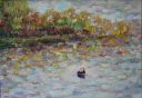 Sunshine in Lambertville, original 11x14 expressionist landscape painting by Eugene Eugeniusz Maziarz, oil on canvas