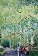 Sunday Afternoon Hike Dukes Farm, original 40x30 expressionist landscape painting by Eugene Eugeniusz Maziarz , oil on canvas